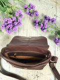 Woman's Genuine Leather Mini Messenger Crossbody Bag - Cognac