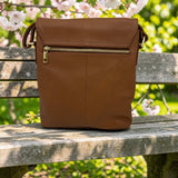 Woman's Genuine Leather Mini Messenger Crossbody Bag - Tan