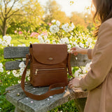 Woman's Genuine Leather Mini Messenger Crossbody Bag - Tan