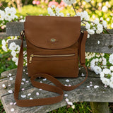 Woman's Genuine Leather Mini Messenger Crossbody Bag - Tan