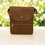 Woman's Genuine Leather Mini Messenger Crossbody Bag - Tan