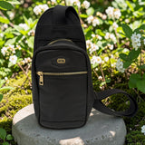 Woman's Genuine Leather Crossbody Sling Bag - Black