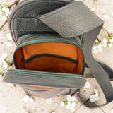 Woman's Genuine Leather Crossbody Sling Bag - Green