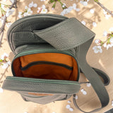 Woman's Genuine Leather Crossbody Sling Bag - Green