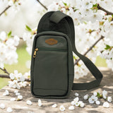 Woman's Genuine Leather Crossbody Sling Bag - Green