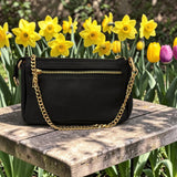 Woman's Genuine Leather Mini Crossbody Purse - Black