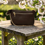 Woman's Genuine Leather Mini Crossbody Purse - Brown
