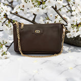 Woman's Genuine Leather Mini Crossbody Purse - Brown
