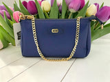 Woman's Genuine Leather Mini Crossbody Purse - Blue