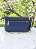Woman's Genuine Leather Mini Crossbody Purse - Blue