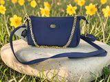 Woman's Genuine Leather Mini Crossbody Purse - Blue