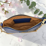 Woman's Genuine Leather Mini Crossbody Purse - Blue
