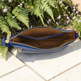 Woman's Genuine Leather Mini Crossbody Purse - Blue