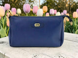 Woman's Genuine Leather Mini Crossbody Purse - Blue