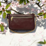 Woman's Genuine Leather Mini Crossbody Purse - Cognac