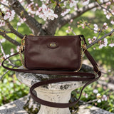 Woman's Genuine Leather Mini Crossbody Purse - Cognac