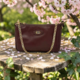 Woman's Genuine Leather Mini Crossbody Purse - Cognac