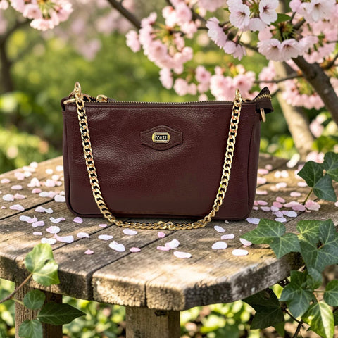 Woman's Genuine Leather Mini Crossbody Purse - Cognac