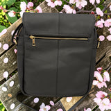 Woman's Genuine Leather Shoulder Messenger Bag - Black