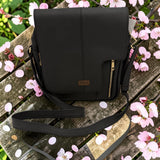 Woman's Genuine Leather Shoulder Messenger Bag - Black