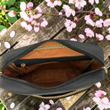 Woman's Genuine Leather Shoulder Messenger Bag - Black