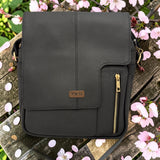 Woman's Genuine Leather Shoulder Messenger Bag - Black