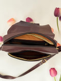 Woman's Genuine Leather Shoulder Messenger Bag - Cognac