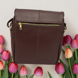 Woman's Genuine Leather Shoulder Messenger Bag - Cognac
