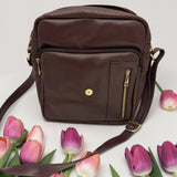 Woman's Genuine Leather Shoulder Messenger Bag - Cognac