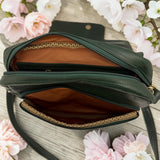 Woman's Genuine Leather Shoulder Messenger Bag - Green