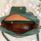 Woman's Genuine Leather Shoulder Messenger Bag - Green