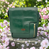 Woman's Genuine Leather Shoulder Messenger Bag - Green