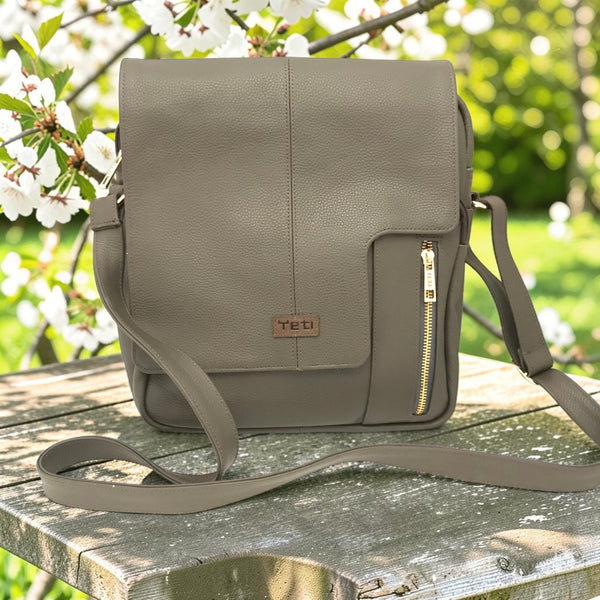 Woman's Genuine Leather Shoulder Messenger Bag - Grey