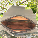 Woman's Genuine Leather Shoulder Messenger Bag - Grey