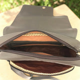 Woman's Genuine Leather Shoulder Messenger Bag - Grey