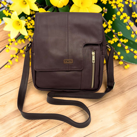 Woman's Genuine Leather Shoulder Messenger Bag - Purple