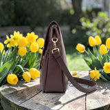 Woman's Genuine Leather Shoulder Messenger Bag - Purple