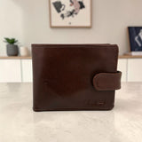 Men’s Button Tab Wallet with Coin Pocket - Cognac