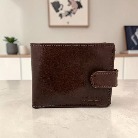 Men’s Button Tab Wallet with Coin Pocket - Cognac