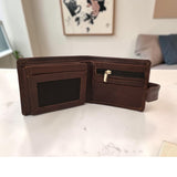 Men’s Button Tab Wallet with Coin Pocket - Cognac