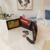 Men’s Button Tab Wallet with Coin Pocket - Cognac