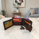 Men’s Button Tab Wallet with Coin Pocket - Cognac
