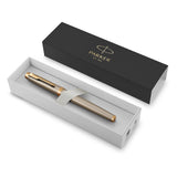 Personalised Parker IM Brushed Metal Gold Trim Rollerball Pen