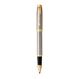 Personalised Parker IM Brushed Metal Gold Trim Rollerball Pen