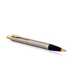 Personalised Parker IM Brushed Metal Gold Trim Ballpoint Pen