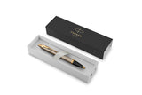 Personalised Parker IM Brushed Metal Gold Trim Ballpoint Pen