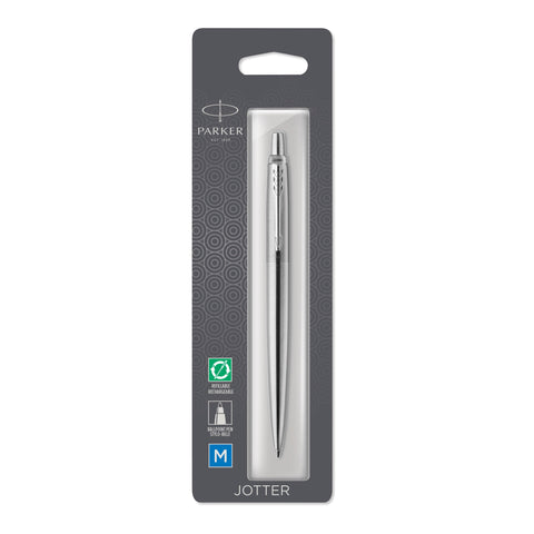 Personalised Parker Jotter Stainless Steel Chrome Trim Ballpoint Pen - Hangsell Pack