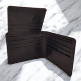 Men's Genuine Leather Bi Fold with Flip Over Card Slots - Black