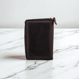 Woman’s Genuine Leather Bi Fold Zip Around Wallet - Black With Crocodile Tab