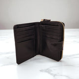 Woman’s Genuine Leather Bi Fold Zip Around Wallet - Black
